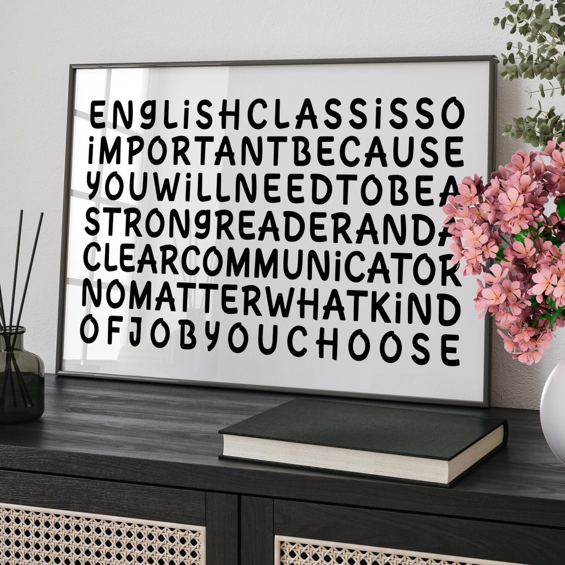 English Class Reading Motivational Quote Typography Classroom Poster