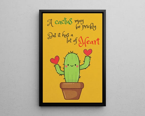 Cute Retro And Lively Cactus With Lovely Quote Wall Art Print Or Canvas Plant Typography Motivational Botanical Poster Decor