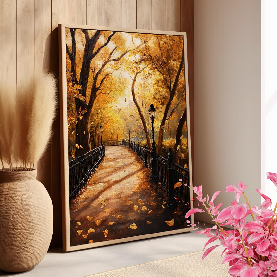 Central Park New York Golden Autumn Path Fall Foliage Poster