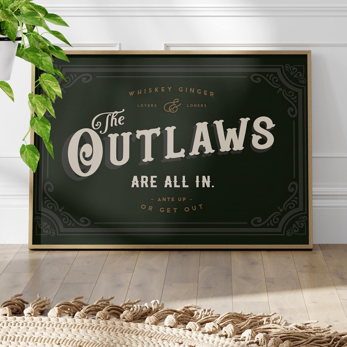 The Outlaws Are All In Vintage Western Saloon Typography Poster