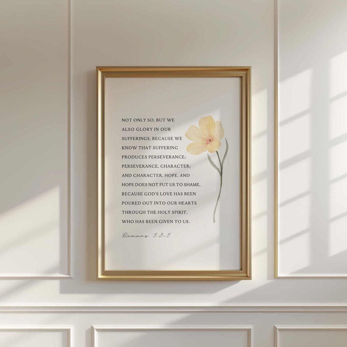 Romans 5 3 5 Suffering Perseverance Hope Scripture Floral Print