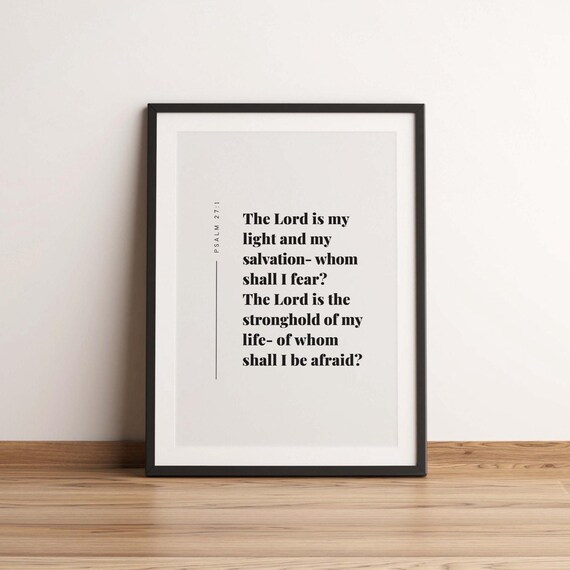 Psalm 271 Niv The Lord Is My Light And Salvation Bible Verse Wall Art Christian Baptism Gift