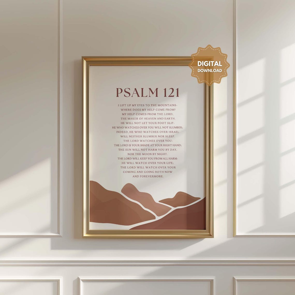 Psalm 121 Full Text My Help Comes Terracotta Mountain Verse Poster