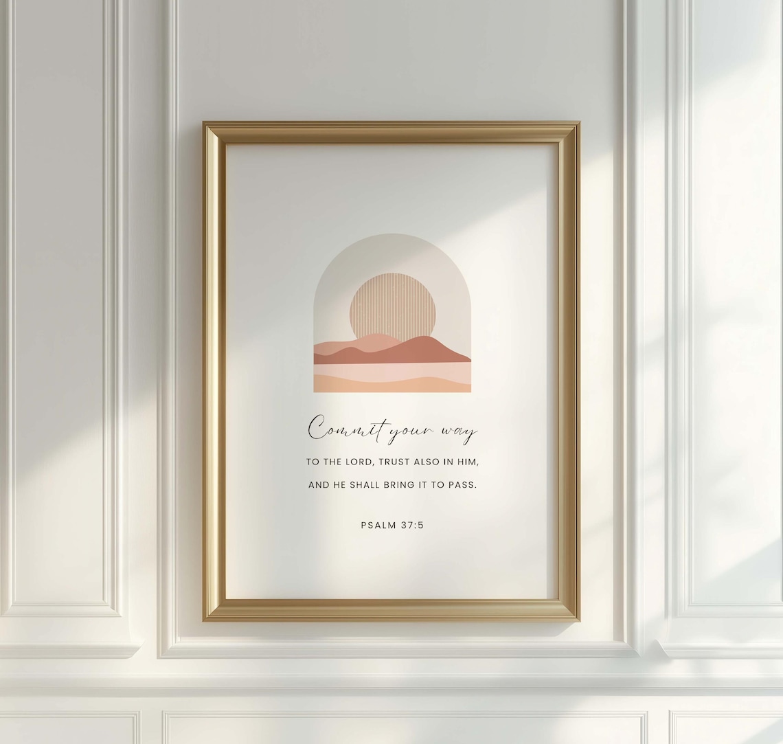 Psalm 37:5 Bible Verse Art Print, Christian Scripture