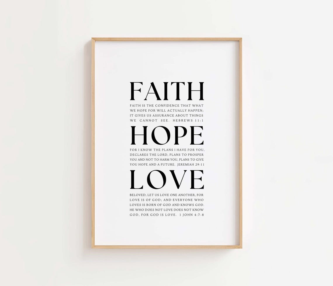 Faith Hope Love Bible Verse Wall Art Christian Scripture Print