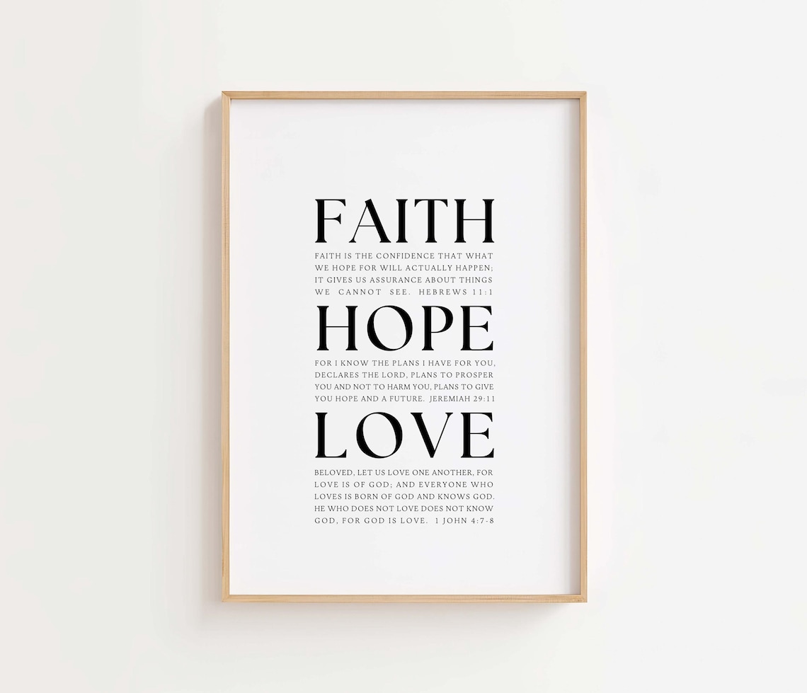 Faith Hope Love Scripture Definitions Bible Verse Typography Wall Poster