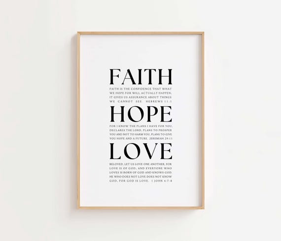 Faith Hope Love Bible Verse Wall Art Christian Scripture Print