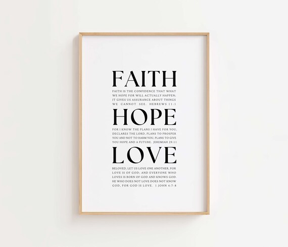 Faith Hope Love Scripture Definitions Bible Verse Typography Wall Poster