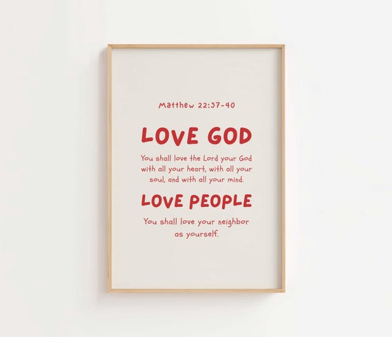 Matthew 223640 Love God People Bible Verse Wall Art Scripture Christian Nursery