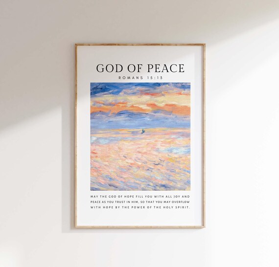Romans 1513 Niv May The God Of Hope Fill You With All Joy And Peace Bible Verse Wall Art Print Scripture Vintage