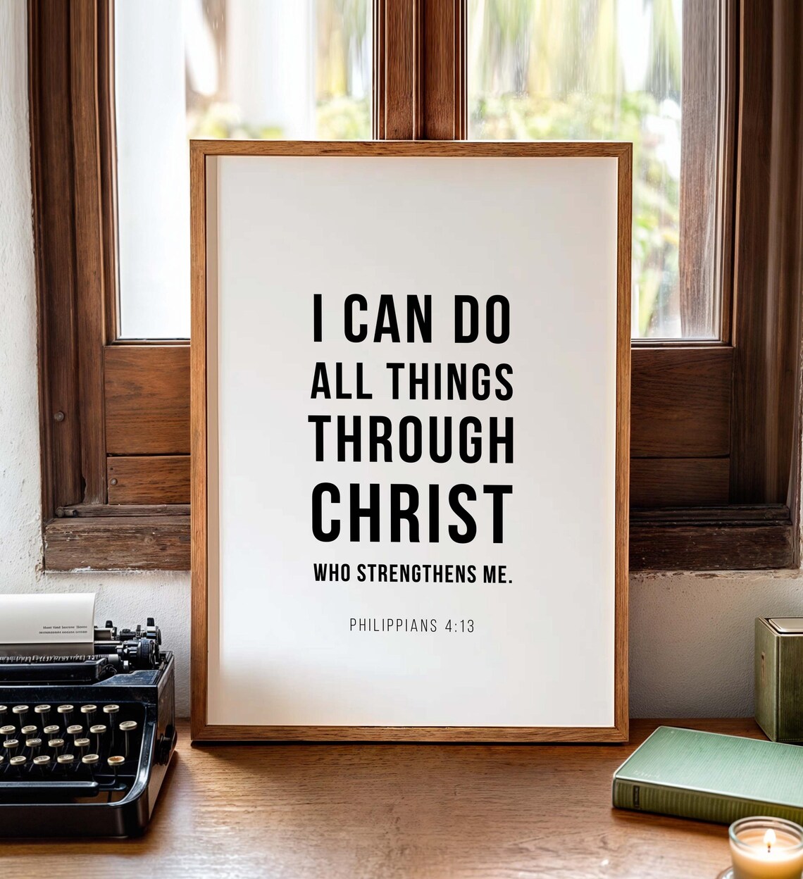 Philippians 4:13 Bible Verse Art Print, Christian Decor