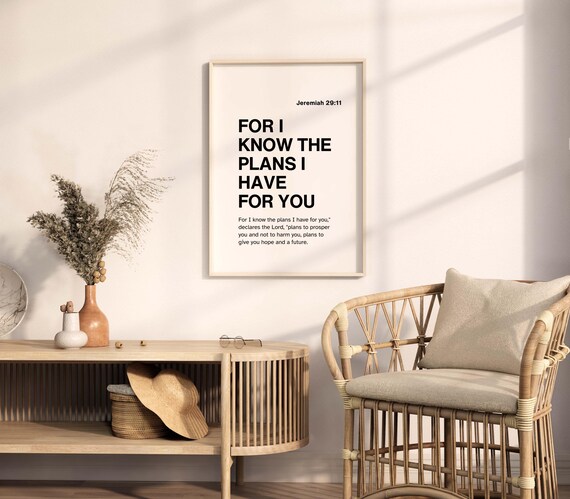 Jeremiah 2911 Niv Plans To Prosper You Hope And A Future Bible Verse Wall Art Christian Scripture