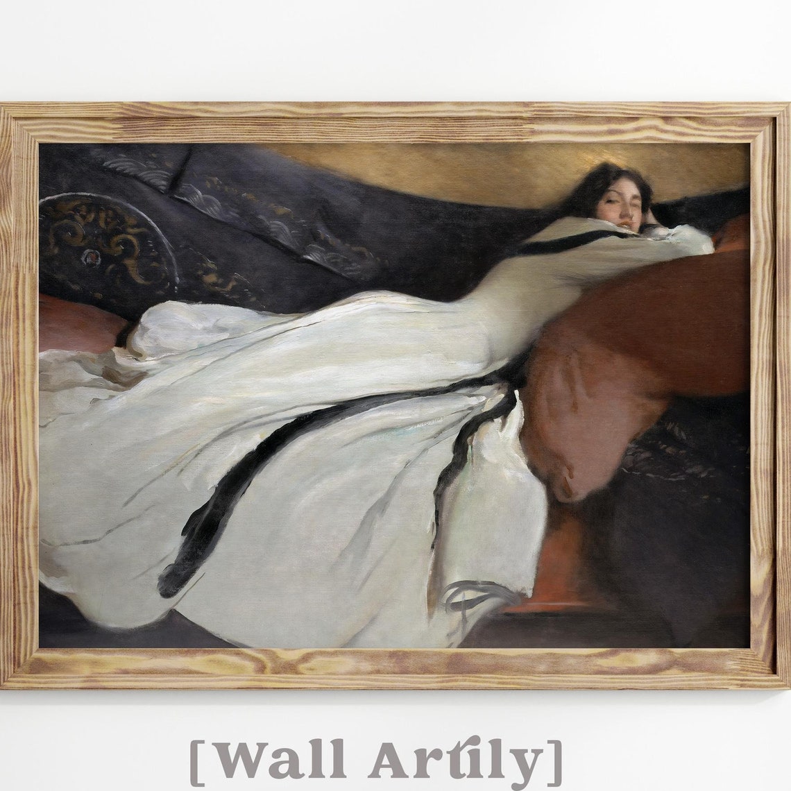 Vintage Portrait Of A Woman In Repose Wall Art Antique Oil Painting Neutral Farmhouse Wall Decor Print - Image 7