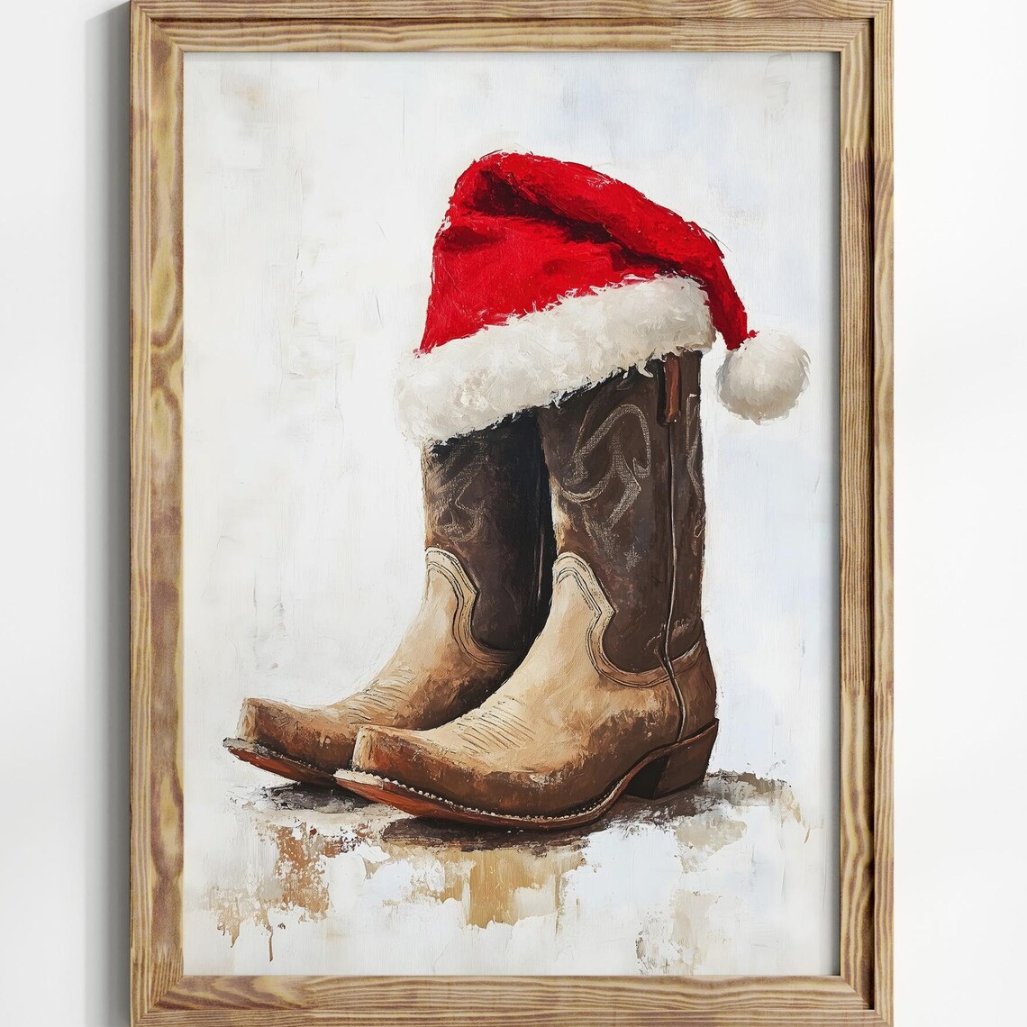 Christmas Cowboy Boots Holiday Western Art Print