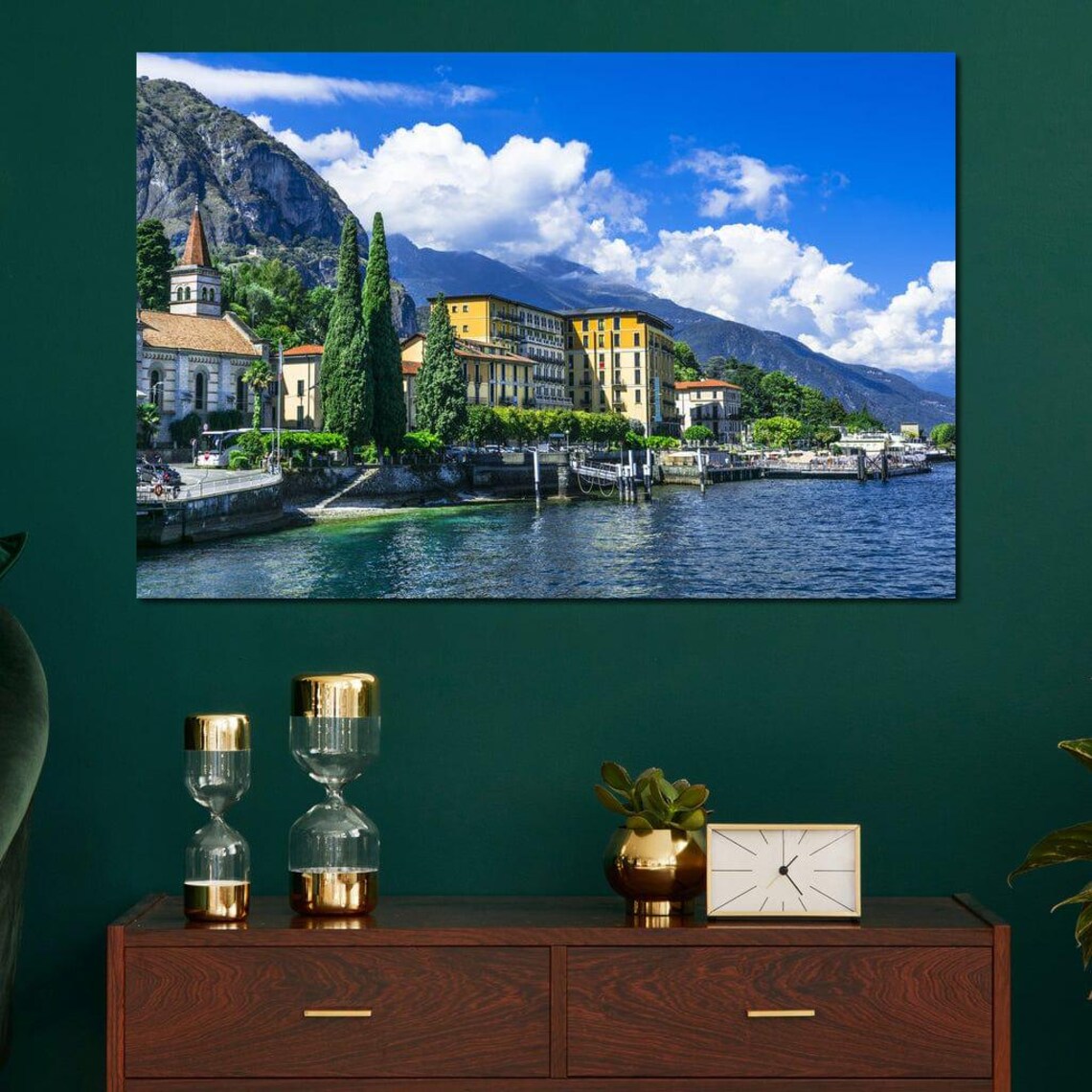 Lake Como Italy Waterfront Church Alpine Peaks Lakeside Travel Poster - Image 4