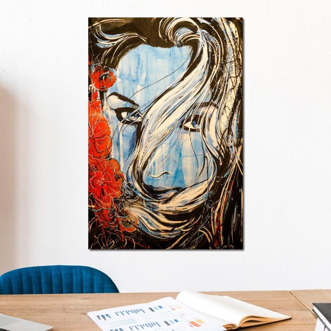 Blue Girl Portrait Art Print - Image 3
