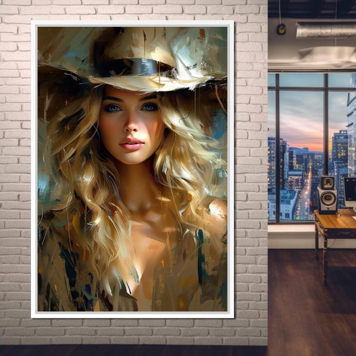 Golden Serenity Portrait, Contemporary Wall Art - Image 2