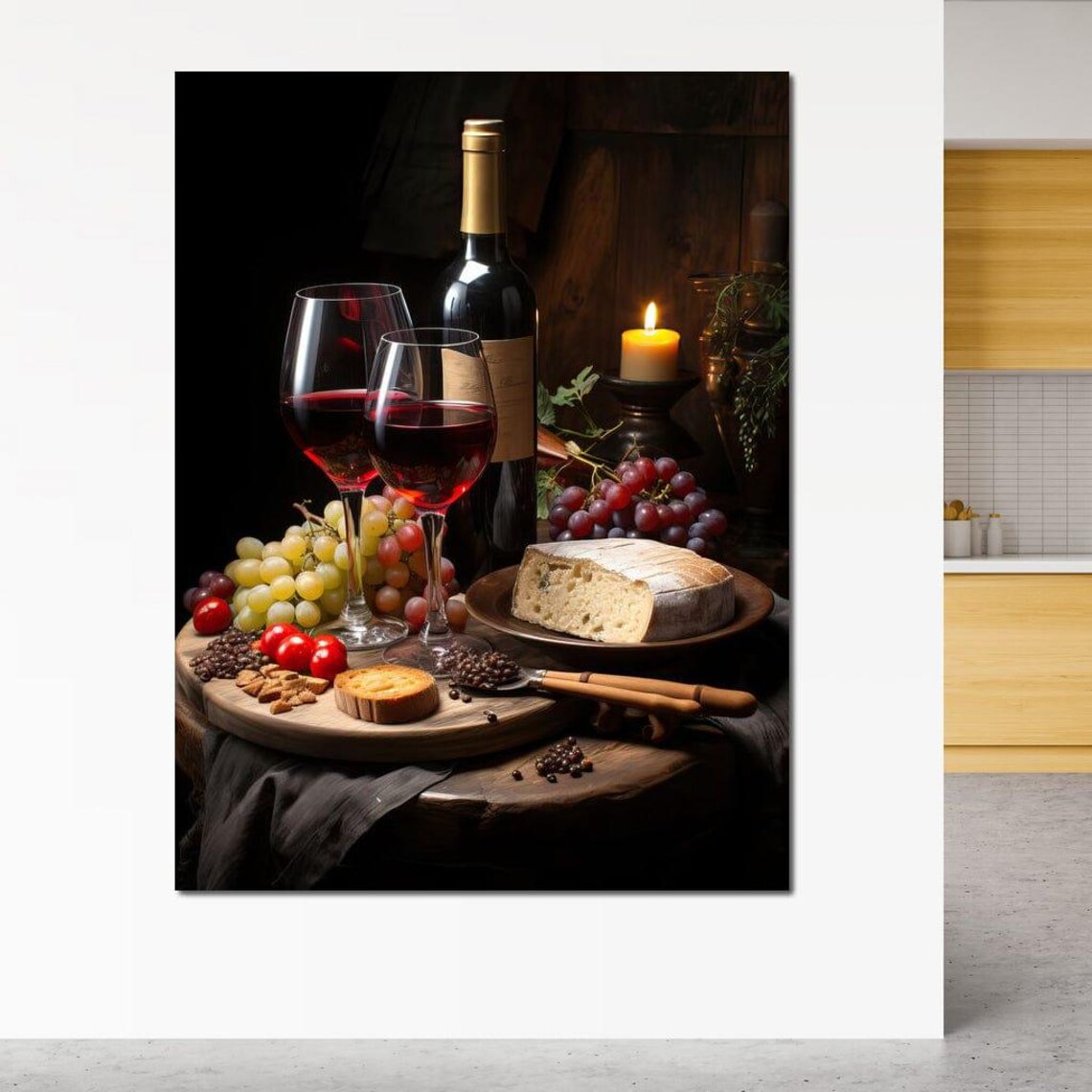 Wine and Cheese Banquet Rustic Kitchen Art Print - Image 2