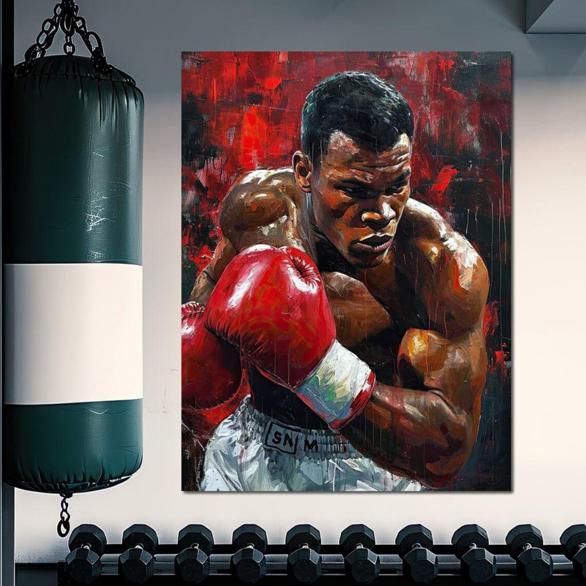 Boxer Fighter Red Gloves Bold Painted Portrait Motivational Sports Poster - Image 4