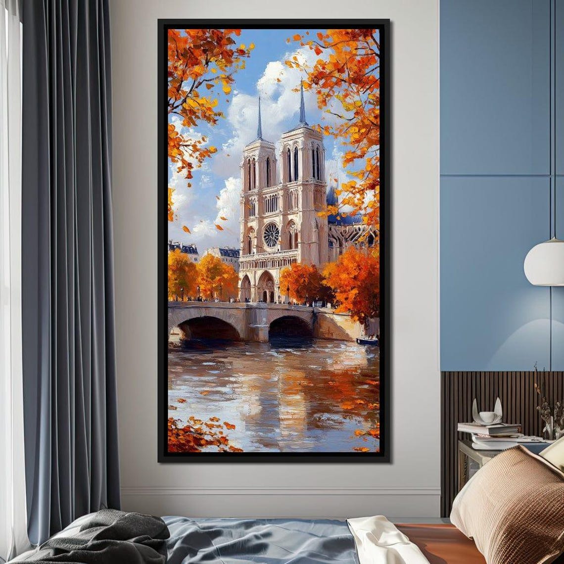 Notre Dame Cathedral Paris Autumn Seine Reflection Fall Poster - Image 3