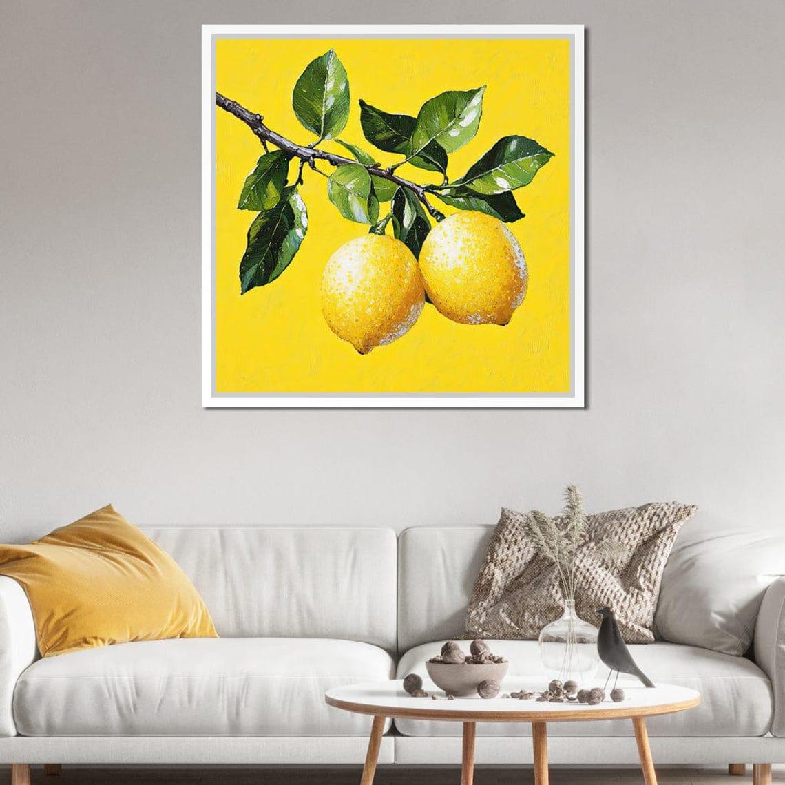 Fresh Lemons On Branch Bright Yellow Citrus Botanical Wall Art - Image 4