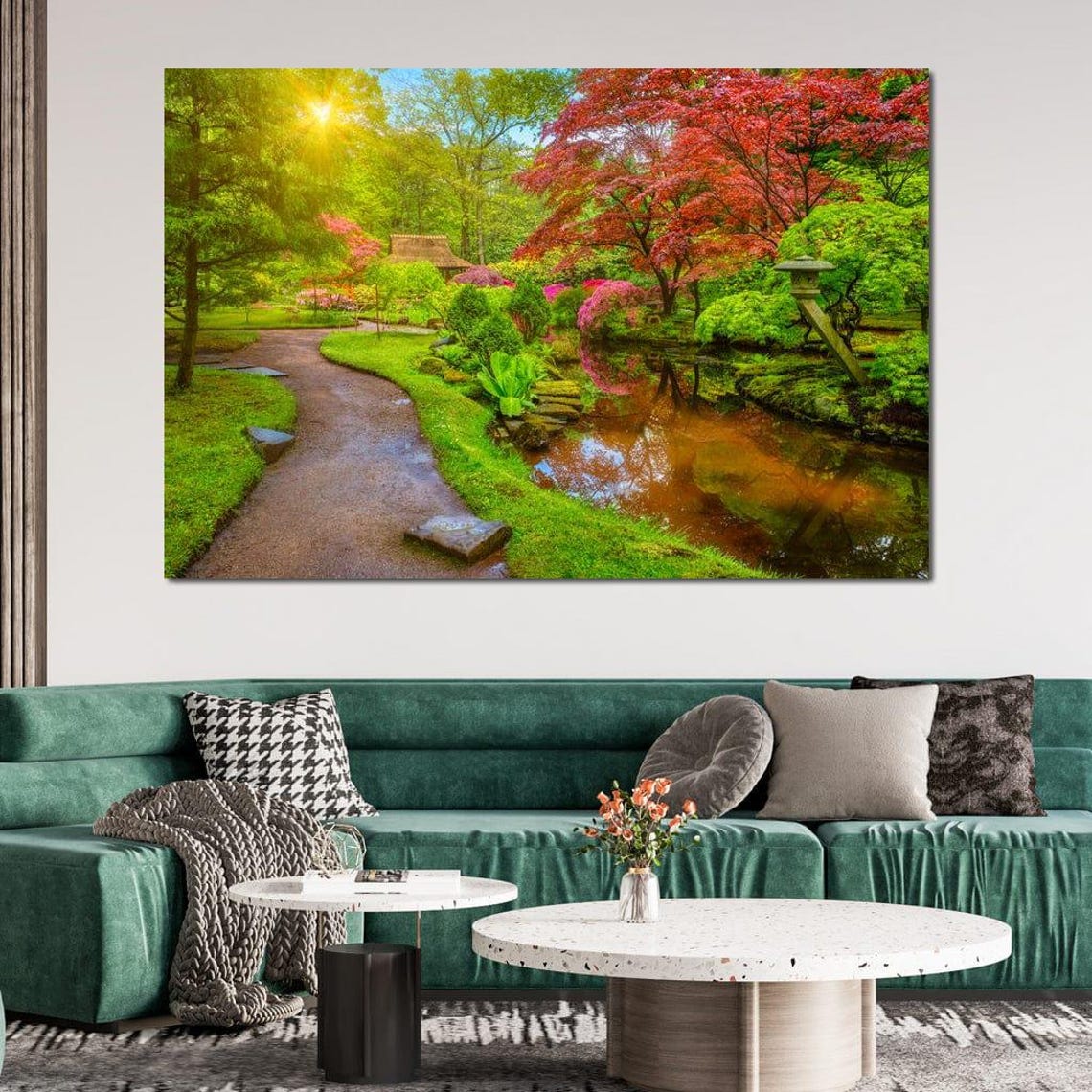 Japanese Garden Red Maple Pond Stone Lantern Tranquil Travel Poster - Image 3
