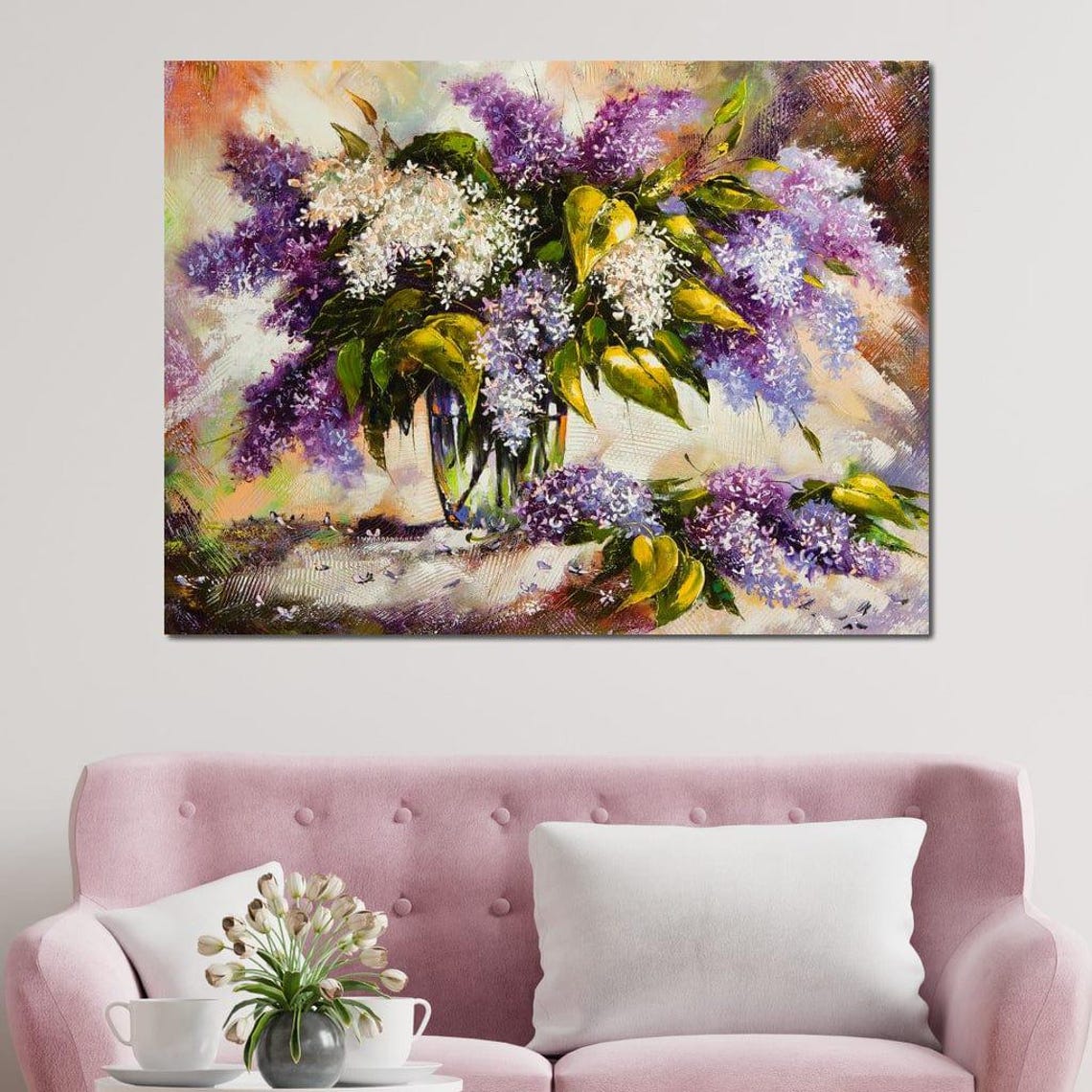 Purple And White Lilac Bouquet Impressionist Floral Wall Art Print - Image 4