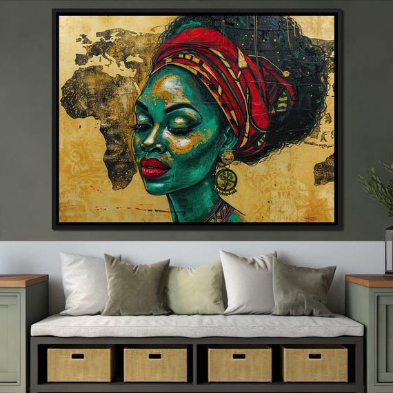 Golden Dreams In Africa Sakeem Gibbs African Woman Art Tribal Decor Colorful Painting Bold Wall Decor By Nichecanvas