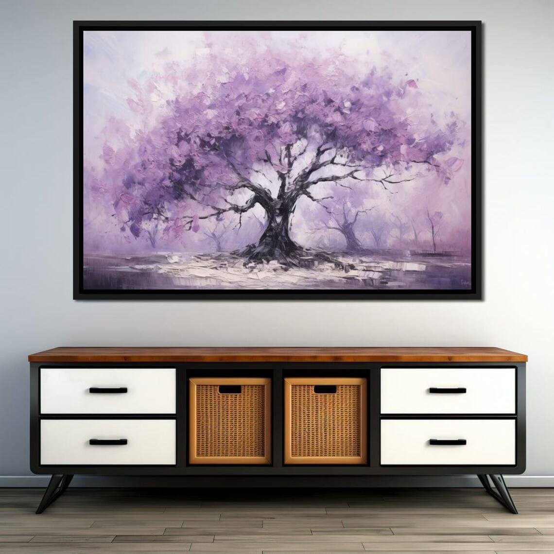 Blossoming Tree Monochrome Art Print, Contemporary - Image 2