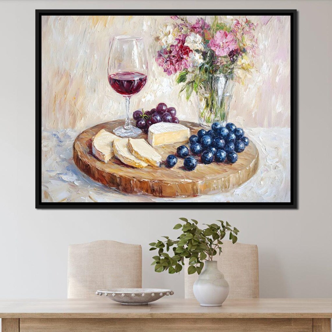 Red Wine Glass And Cheese Board Rustic Country Still Life Poster - Image 2