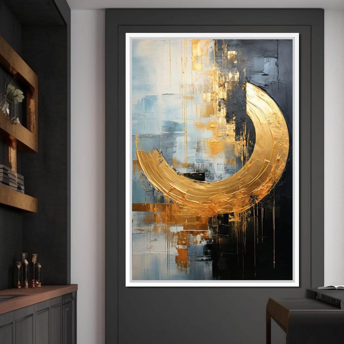 Aurora Marina Dreamscape Tanni Cylon Modern Art Gold Accent Abstract Design Elegant Wall Decor Luxury By Nichecanvas - Image 3