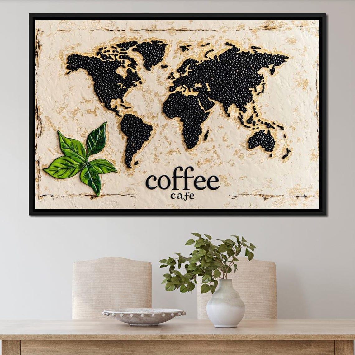 Coffee Cafe World Map Bean Art Cream Parchment Kitchen Wall Poster - Image 4