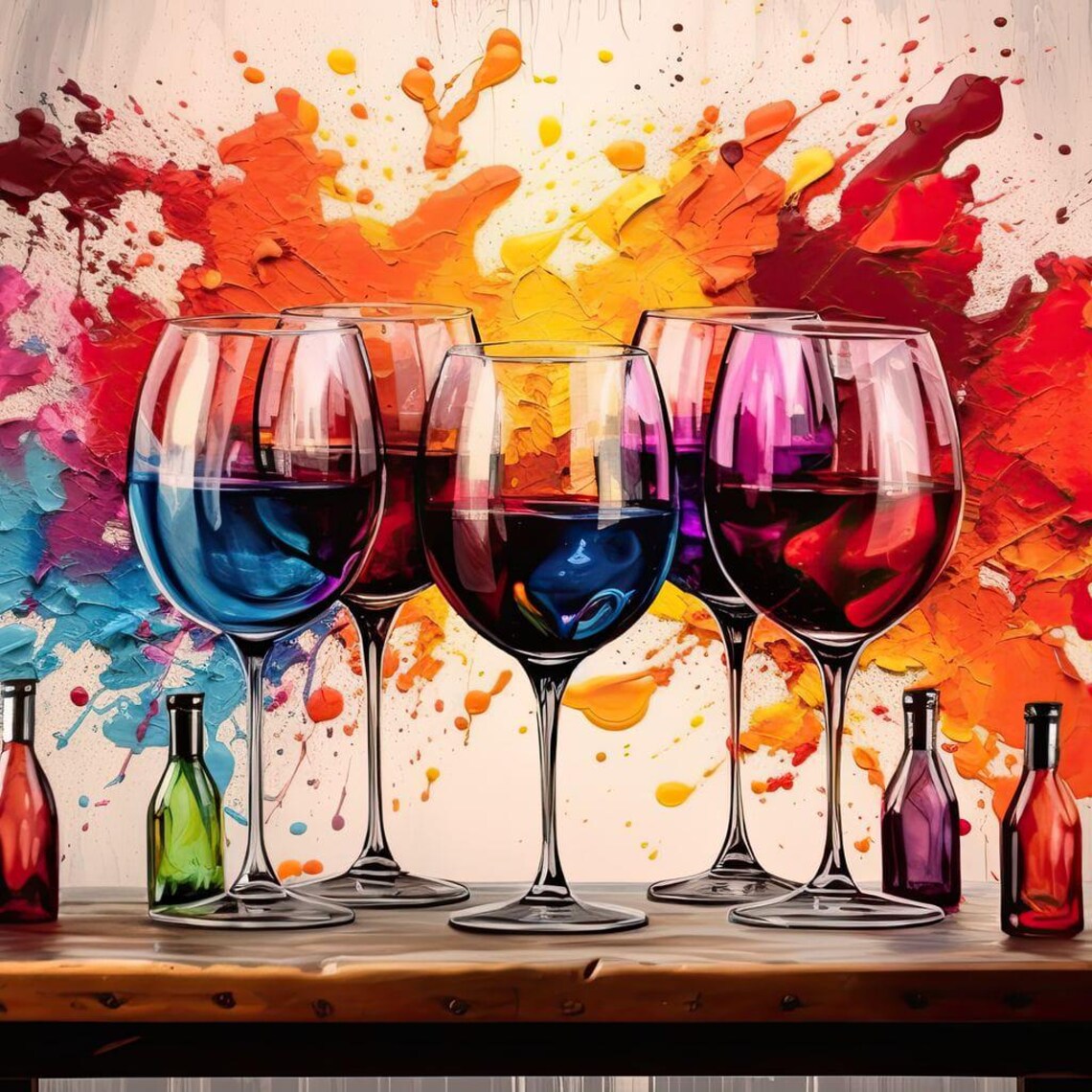 Sommeliers Symphony Colorful Abstract Wine Art Print - Image 4