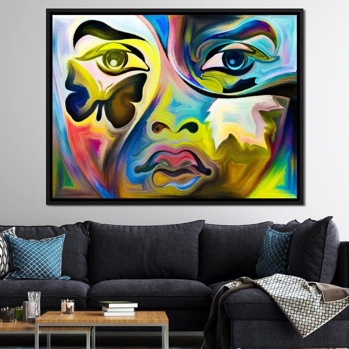 Multicolored Artistic Abstraction Psychedelic Butterfly Face Modern Wall Art Home Decor Vibrant Oil Painting By Nichecanvas - Image 2