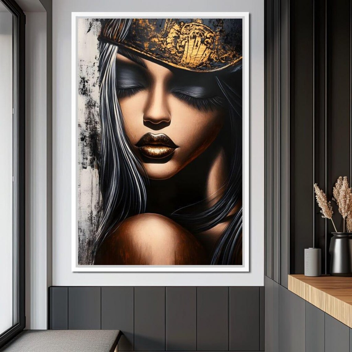 Golden Dreams Portrait Elegance, Modern Home Decor - Image 4