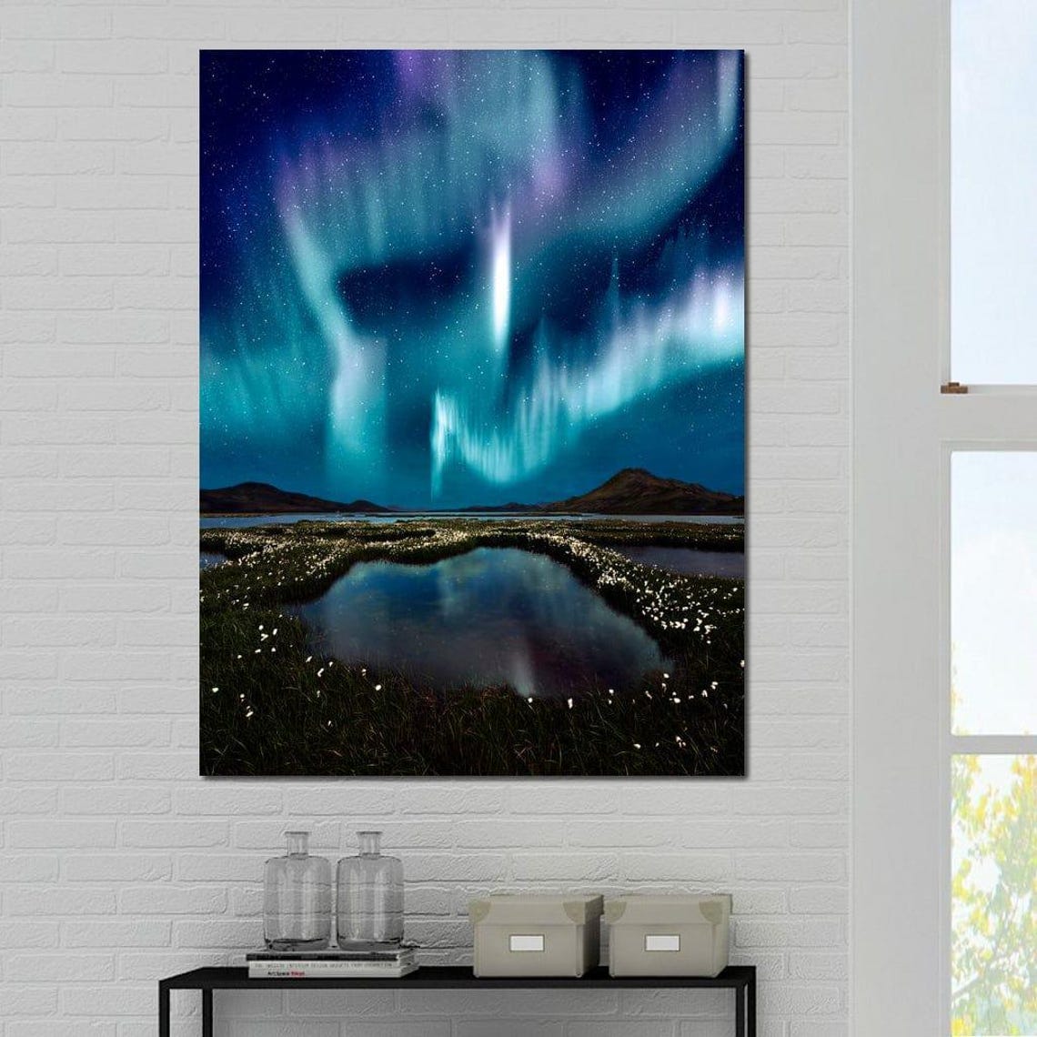 Enlightened Night Starry Sky Art Moonlight Reflection Blue Landscape Tranquil Nature Scenic Wall Decor By Nichecanvas - Image 4