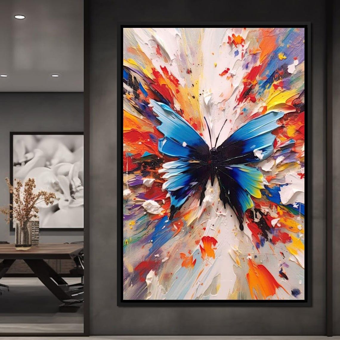 Blue Morpho Butterfly Vivid Colorful Abstract Splash Artwork Poster