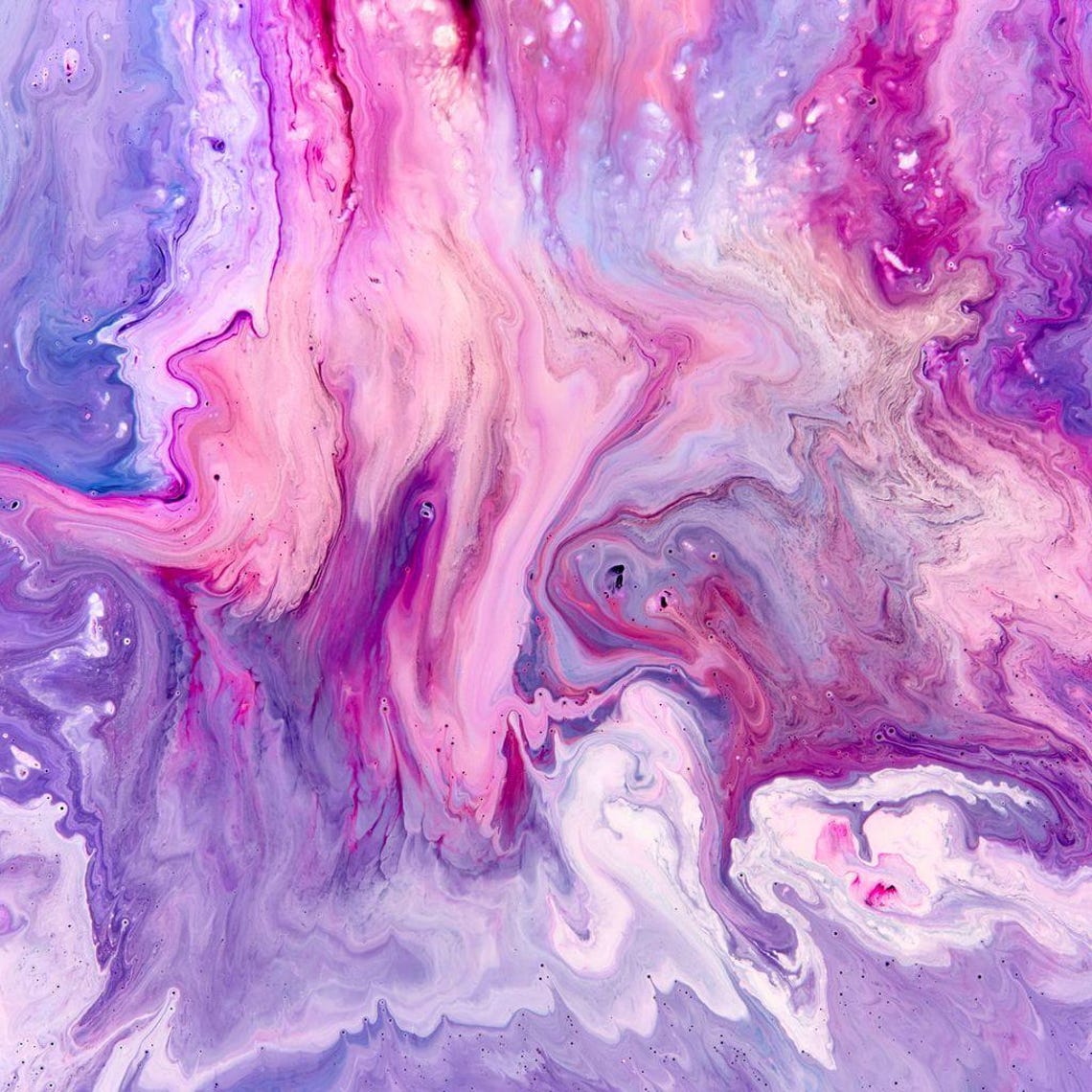 Pink Purple Marble Fluid Multi Panel Abstract Canvas Wall Art Set - Image 3