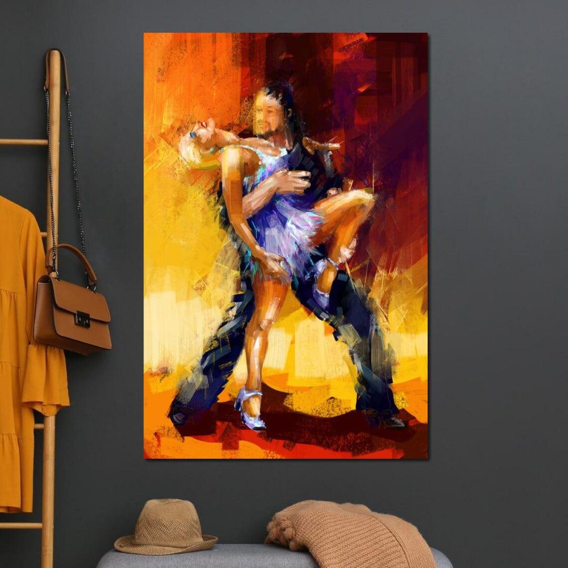 Passionate Latin Dance Couple Painting Fiery Salsa Tango Movement Wall Poster - Image 4