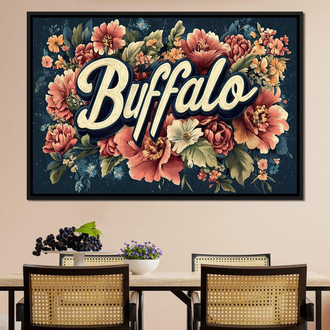 Buffalo Cream Script Vintage Pink Peony Floral Typography Art Poster - Image 3