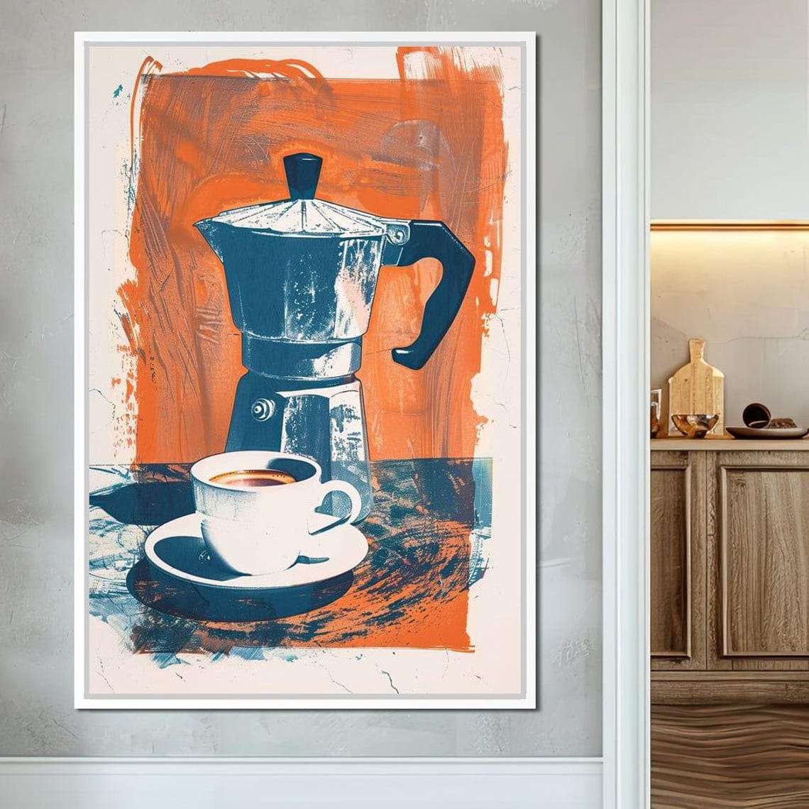Vintage Moka Pot Espresso Coffee Cup Retro Kitchen Wall Art Poster - Image 4