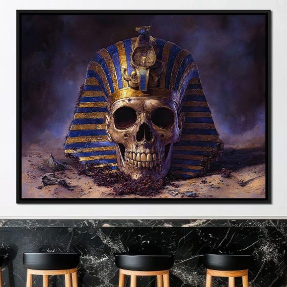 Pharaohs Unearthed Legacy Mysterious Home Decor Dark Gothic Art Skull Wall Art Egyptian Theme By Nichecanvas