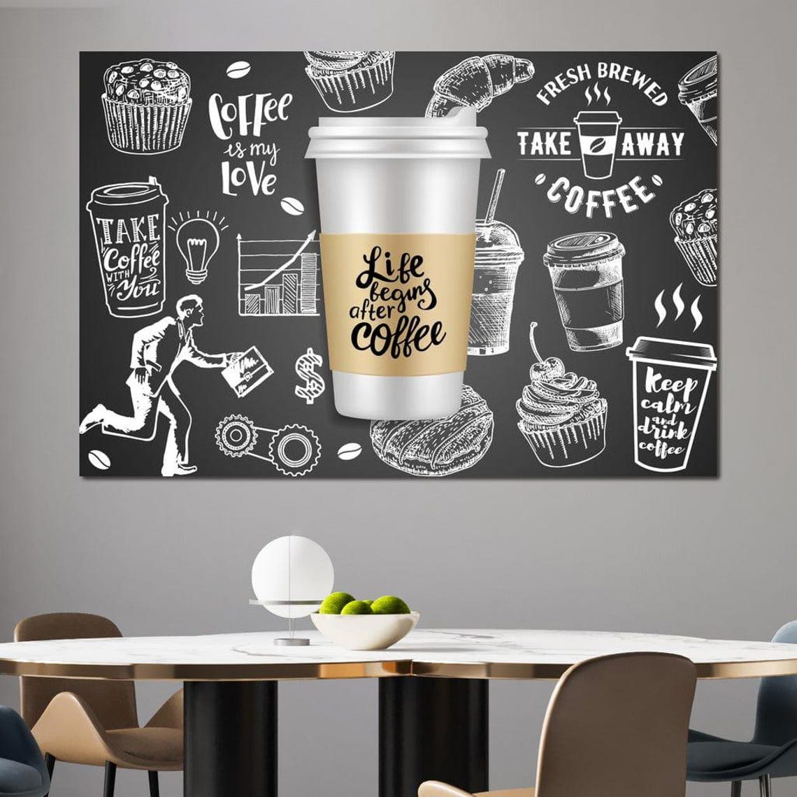 Essential Coffee Fun Coffee Print Kitchen Wall Art Modern Cafe Decor Black And White Coffee Lover Art By Nichecanvas - Image 3