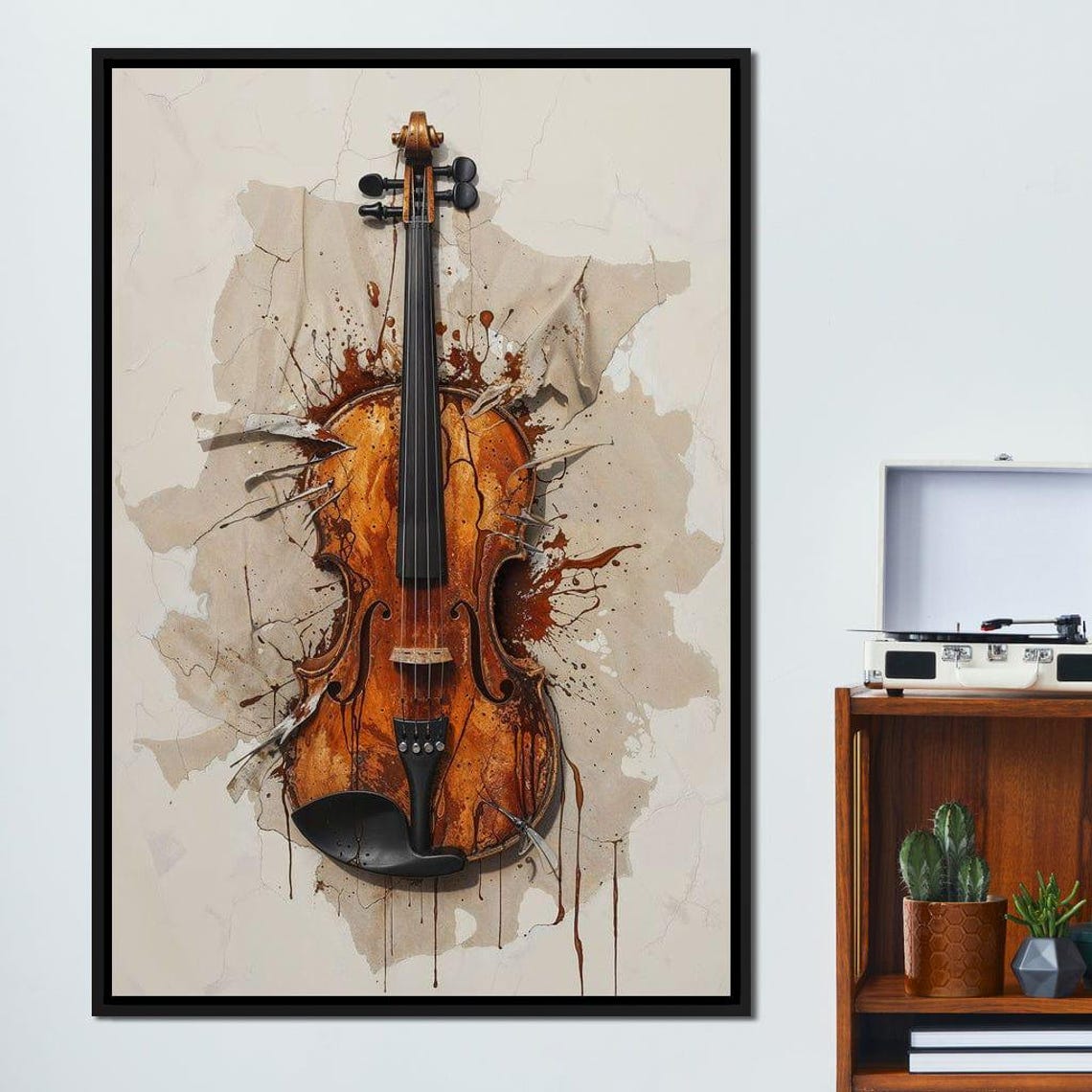 Amber Violin Burst Cracked Plaster Artistic Music Wall Art Poster - Image 4
