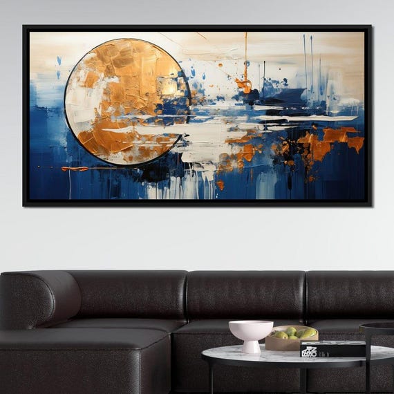 Golden Royal Geometric Harmony 15 Modern Abstract Beige Black Blue Elegant Wall Decor Trendy Design By Nichecanvas