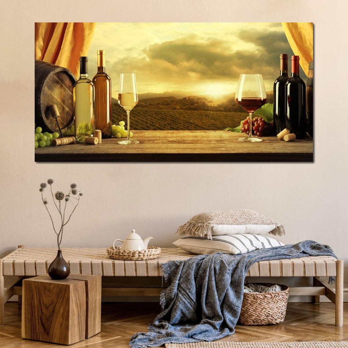 Vineyard View Cozy Atmosphere Rustic Wine Bar Scenic Wall Art Home Decor Sunset View Wine Lover Gift By Nichecanvas - Image 3