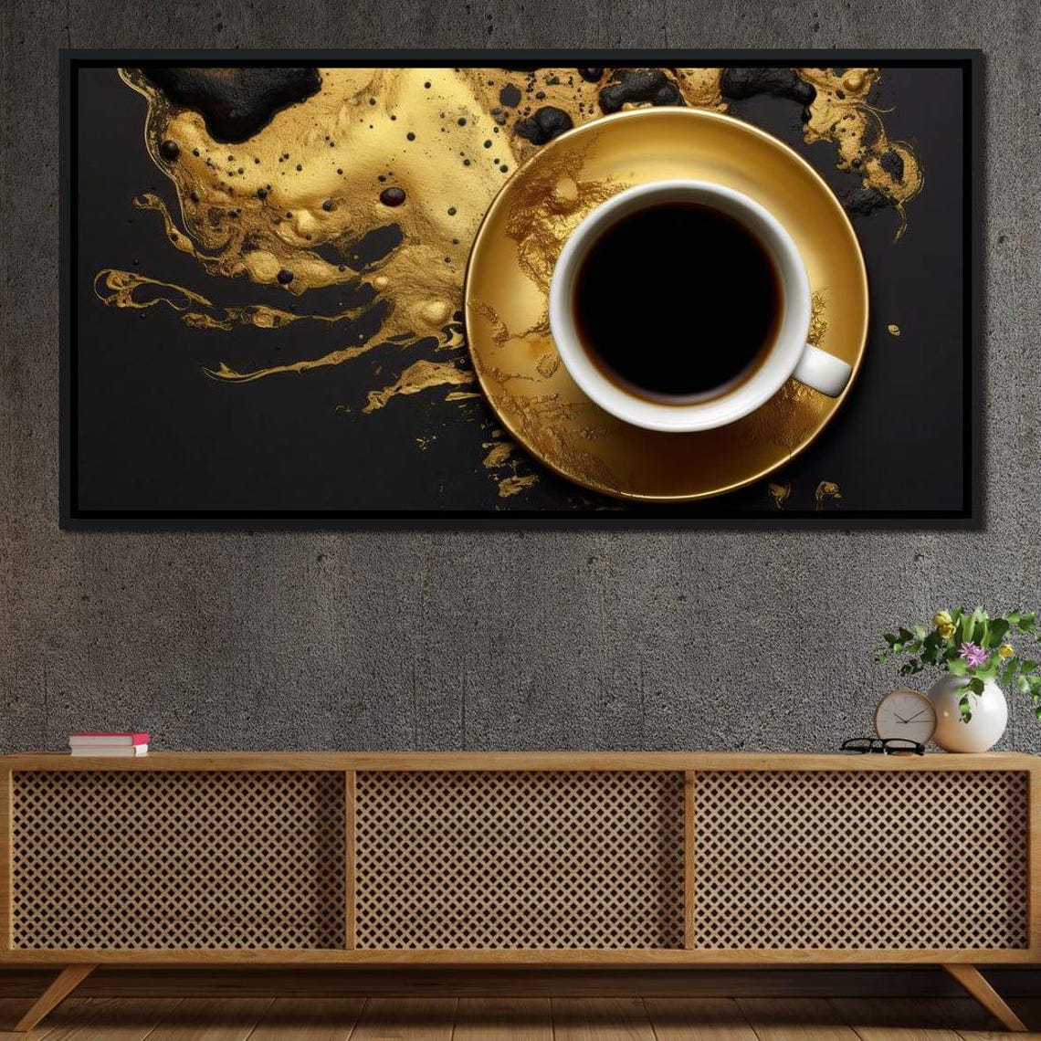 Majestic Coffee Cup Black Gold Splash Modern Kitchen Art Poster - Image 2