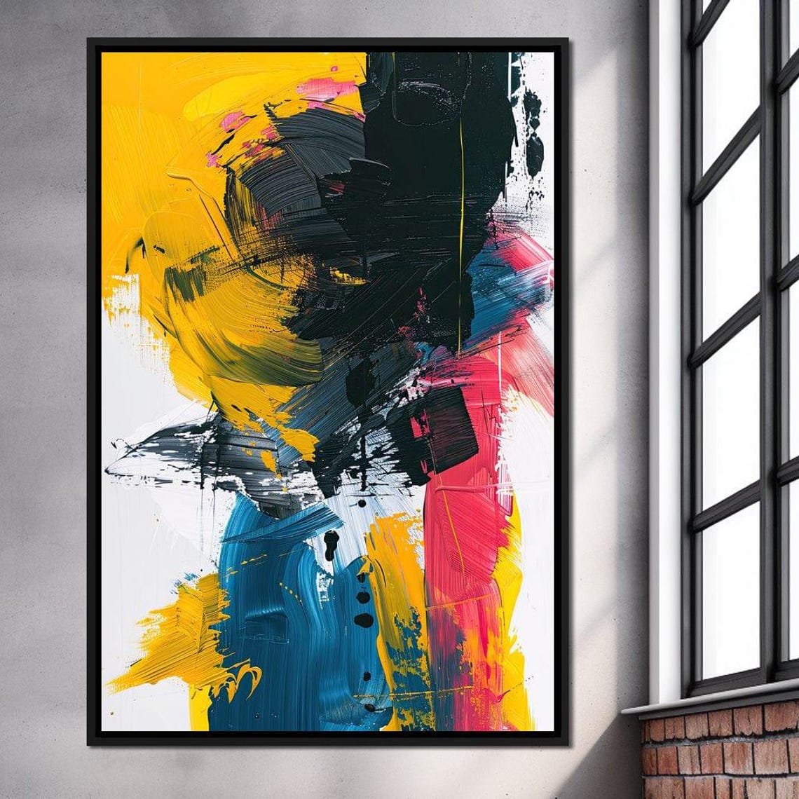 Bold Expressive Brushstroke Abstract Art Yellow Black Red Wall Art