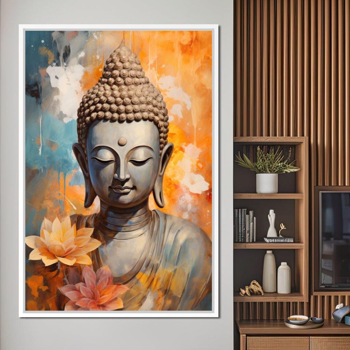 Buddha Portrait Orange Lotus Zen Meditation Spiritual Wall Art Poster - Image 2
