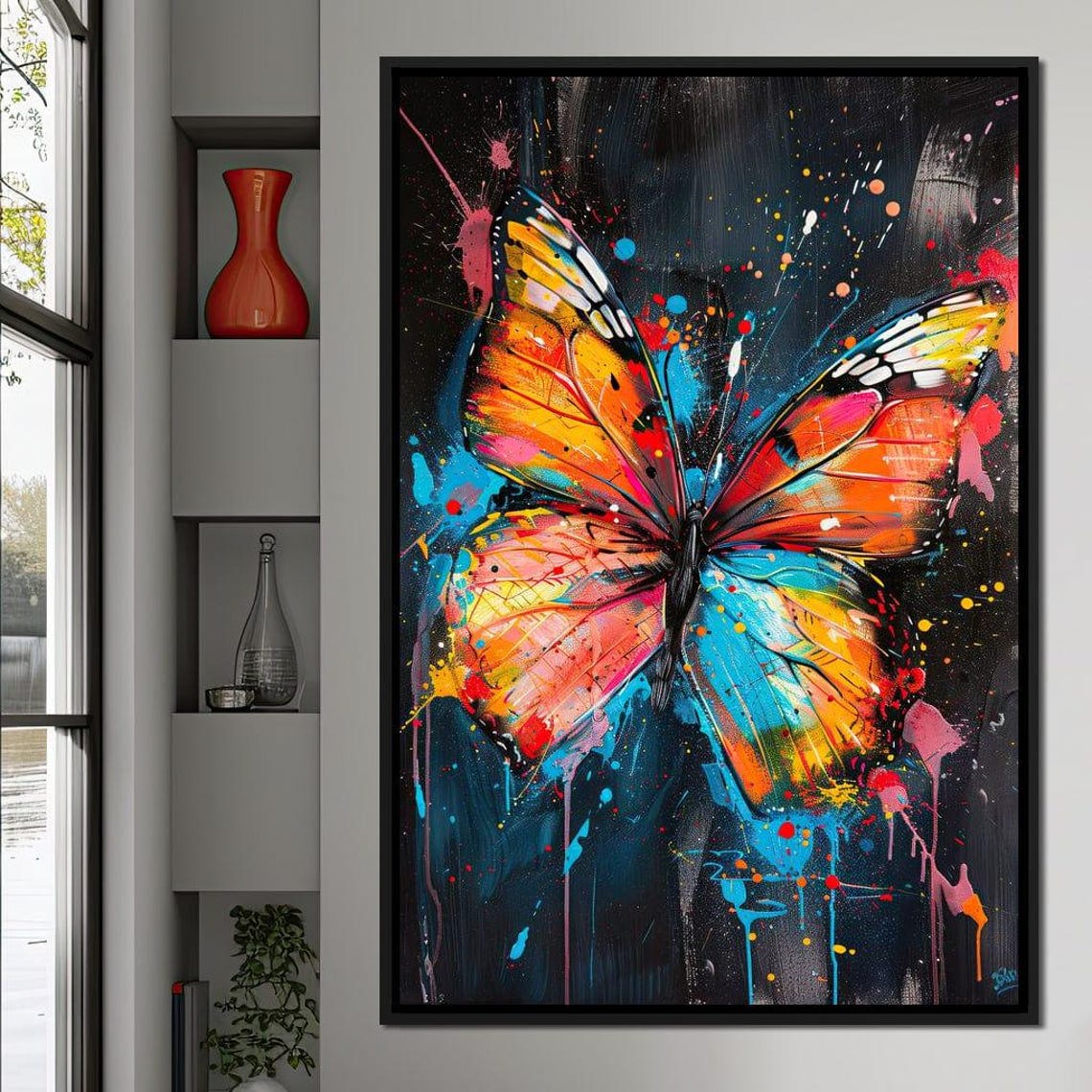Colorful Butterfly Graffiti Art Rainbow Wings Splash Paint Wall Print - Image 4